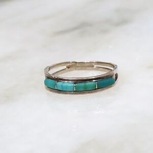 Vintage Zuni Turquoise Sterling Silver Ring Signed ALW Anson & Letica Wallace